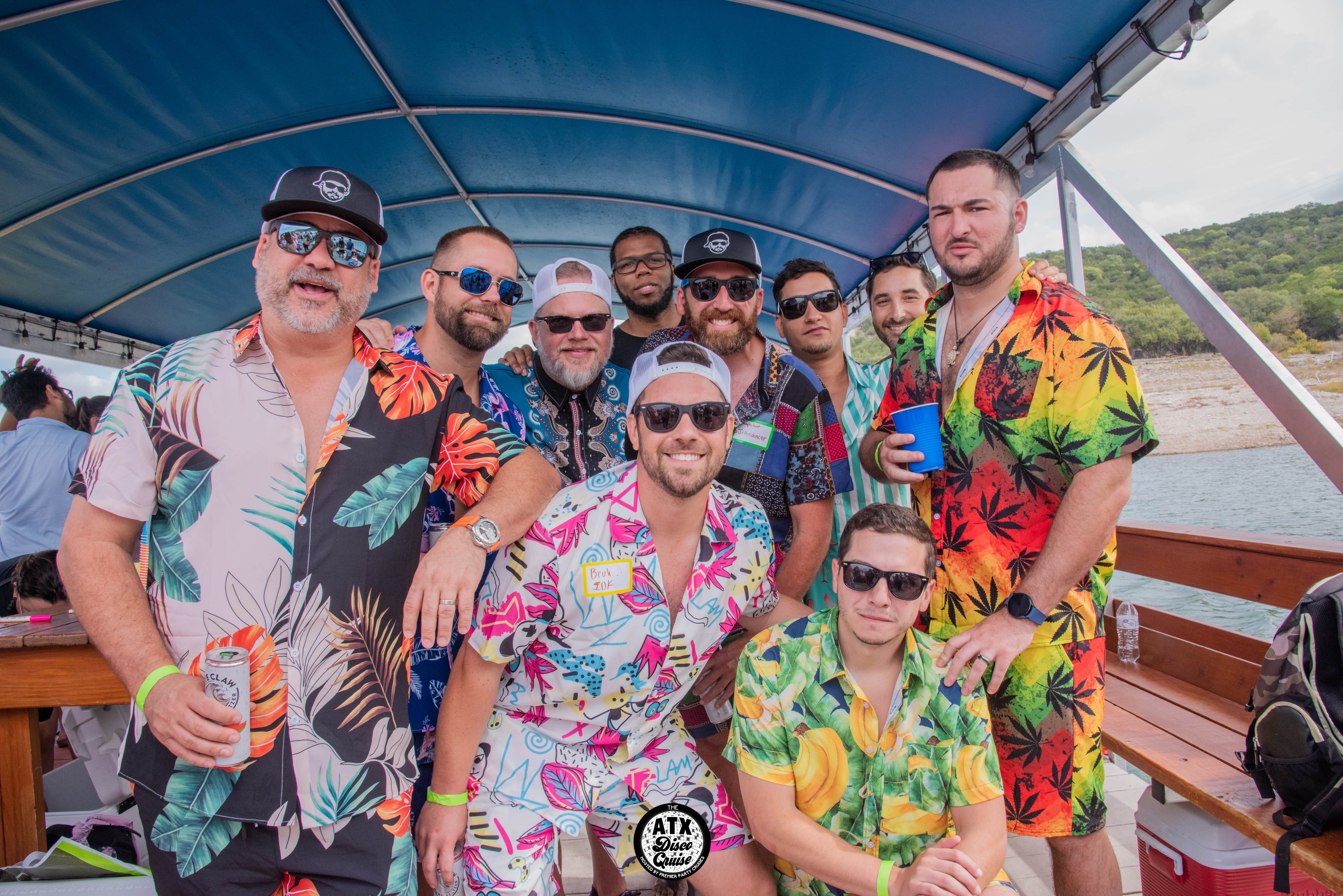 The boys posing for a photo at a bachelorette party in Austin by Premier Party Cruises